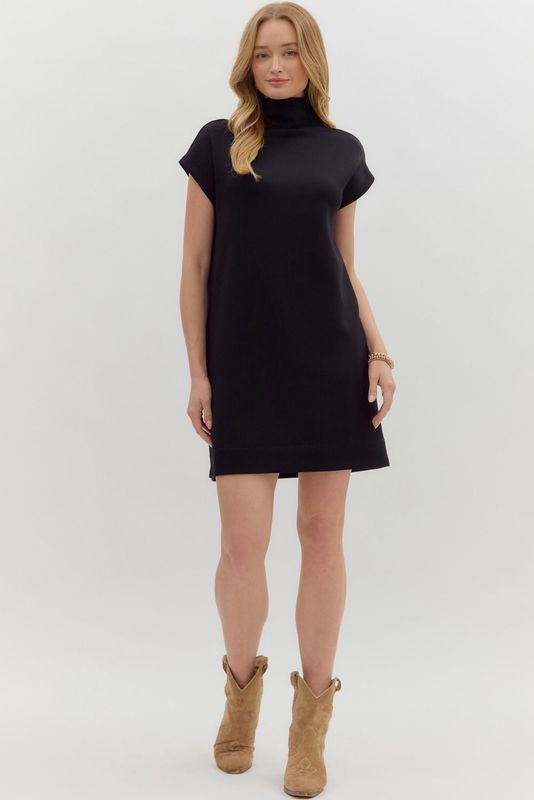 Solid Jersey Mock Neck Mini Dress