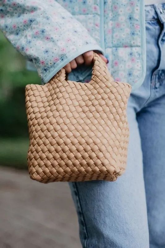 Woven Crossbody Bucket Bag
