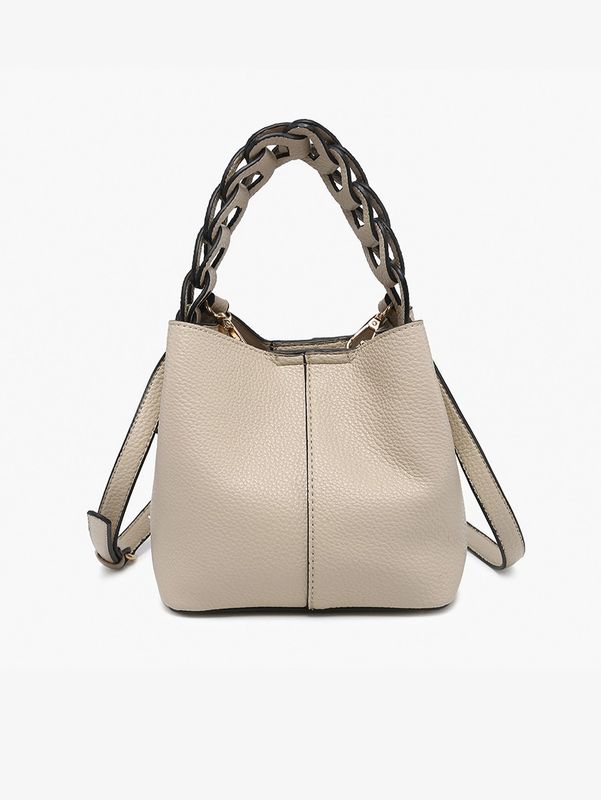 Nora Braided Handle Bucket Bag w/ Inner Pouch