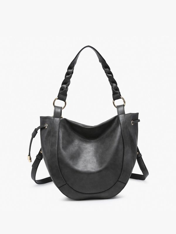Rowan Paneled Hobo w/ Twisted Handle &amp; Long Strap
