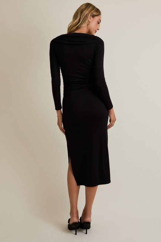 Wide Neck Fitted Midi Dress