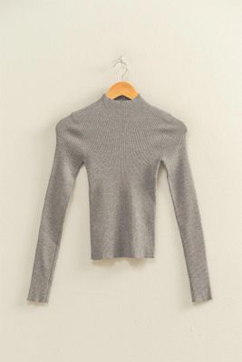 Ribbed Mock Neck Long Sleeve Knit Top
