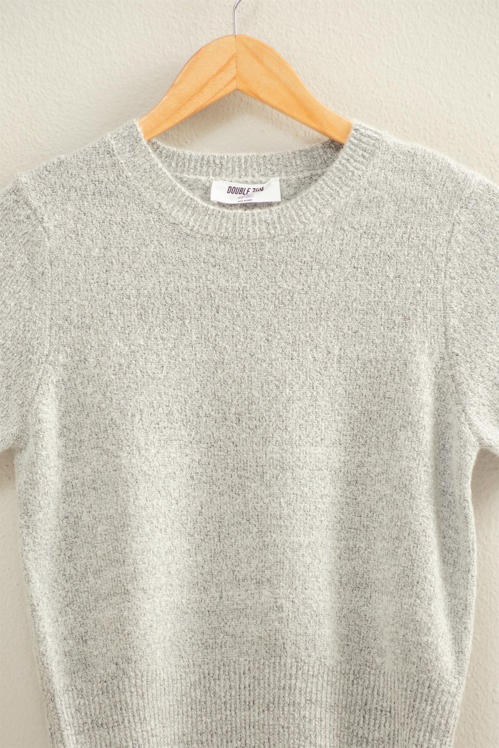 Short Sleeve Sweater Top, Color: HGRAY, Size: S