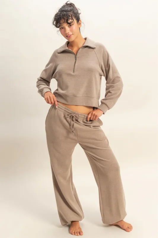Soft Ribbed Comfort Fit Drawstring Jogger Pants