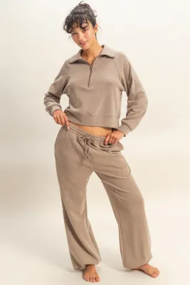 Soft Ribbed Comfort Fit Drawstring Jogger Pants