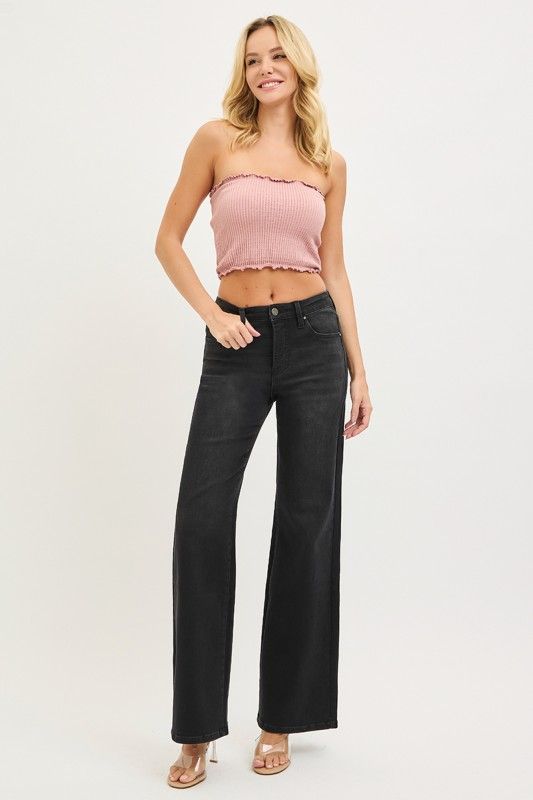 Tummy Control High Rise Wide Leg Jeans