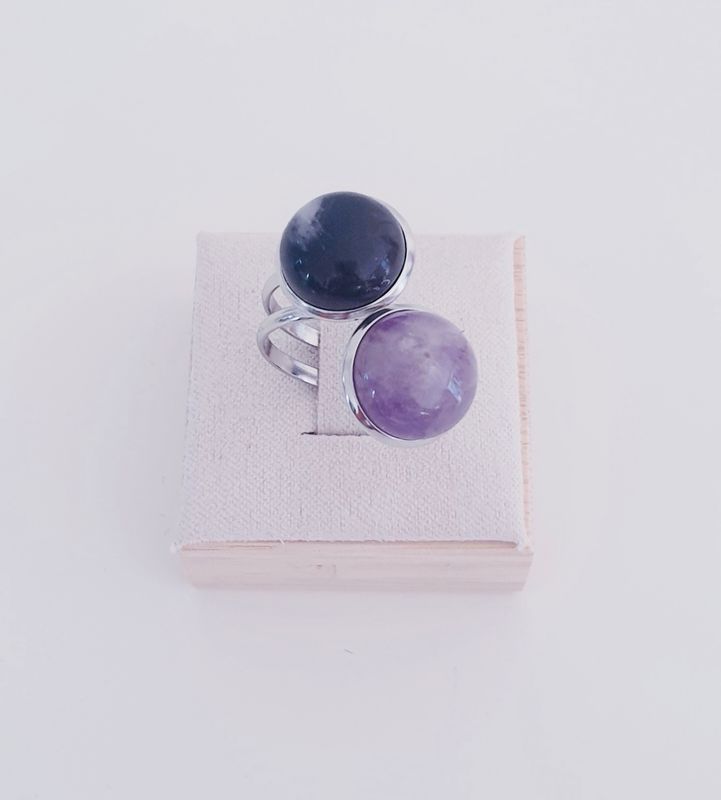 RVS ring met amethist