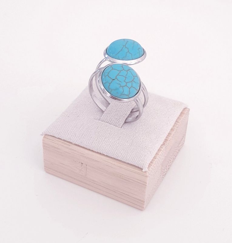 Ring van RVS met turquoise edelstenen