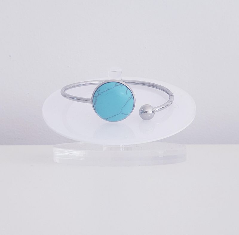 Armband van RVS met turquoise edelsteen