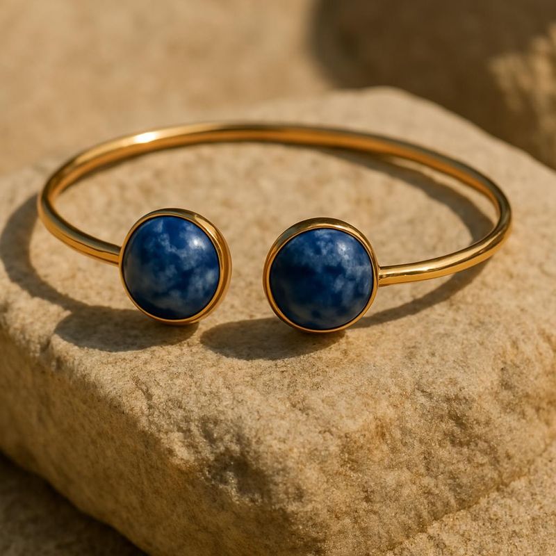 Gouden RVS edelsteenarmband met sodaliet