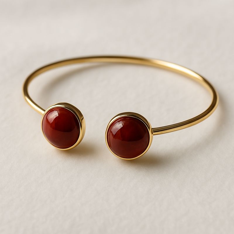 Gouden RVS armband met rode jasper edelstenen