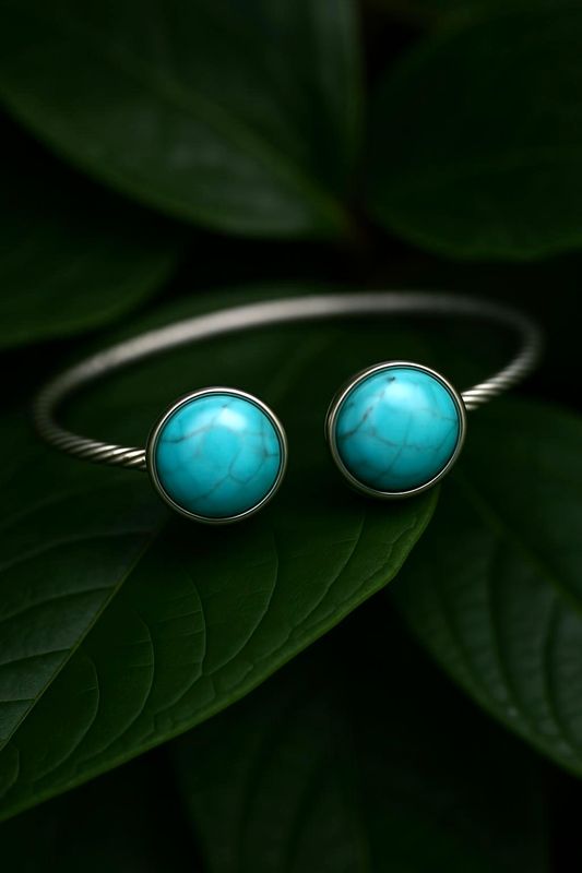 Armband van RVS met turquoise edelstenen