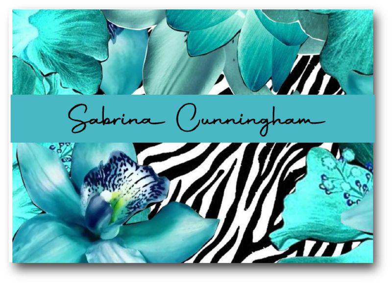 Zebra Print with Aqua Flower Note