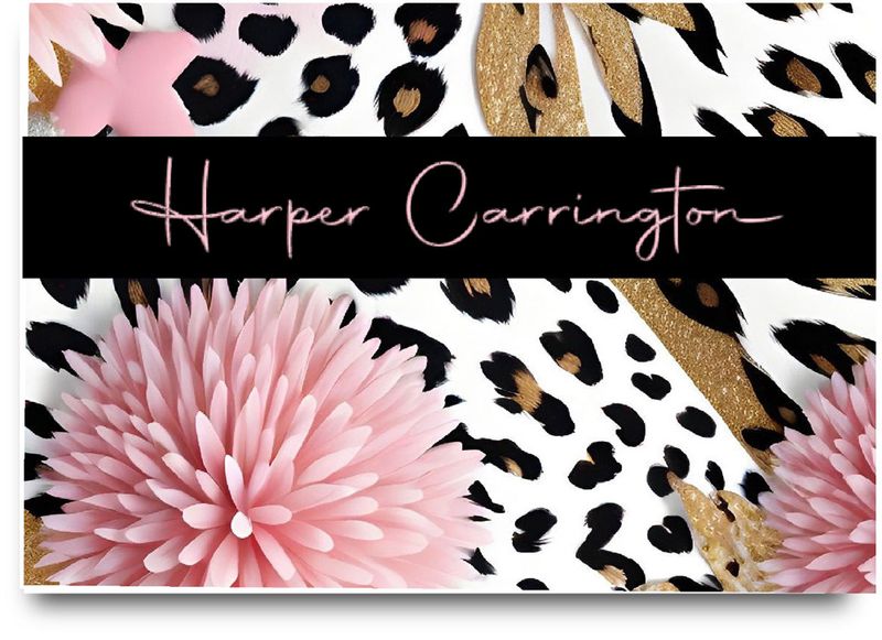Leopard Print with Pink Flowers Note