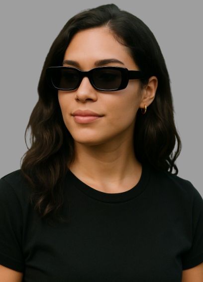 Rectangular Retro Sunglasses in Black or Grey