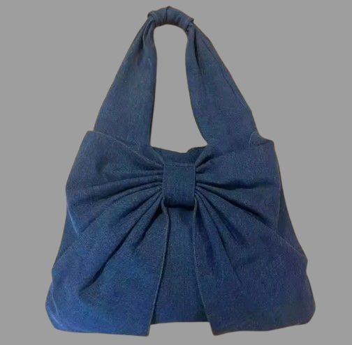 Denim Bow Shoulder Bag