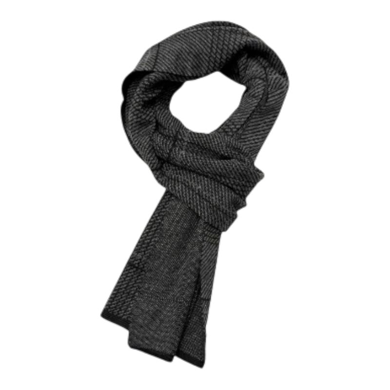 Plaid Black and Grey Wool Blend Scarf Soft Winter Accessory