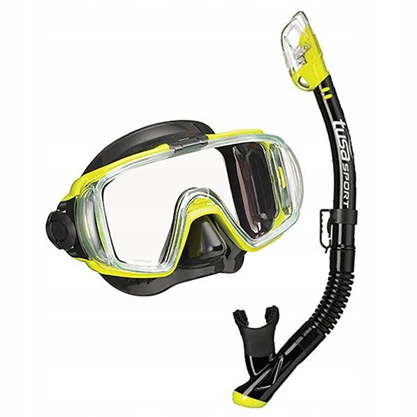Zestaw maska+fajka TUSA VISIO HyperDry czarno-żółta