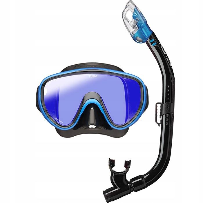Zestaw maska TUSA SERENE Mirror z fajką HyperDry czarno-niebieski