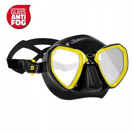 Maska Salvimar Morpheus do freedivingu nieparująca antifog czarno żółta