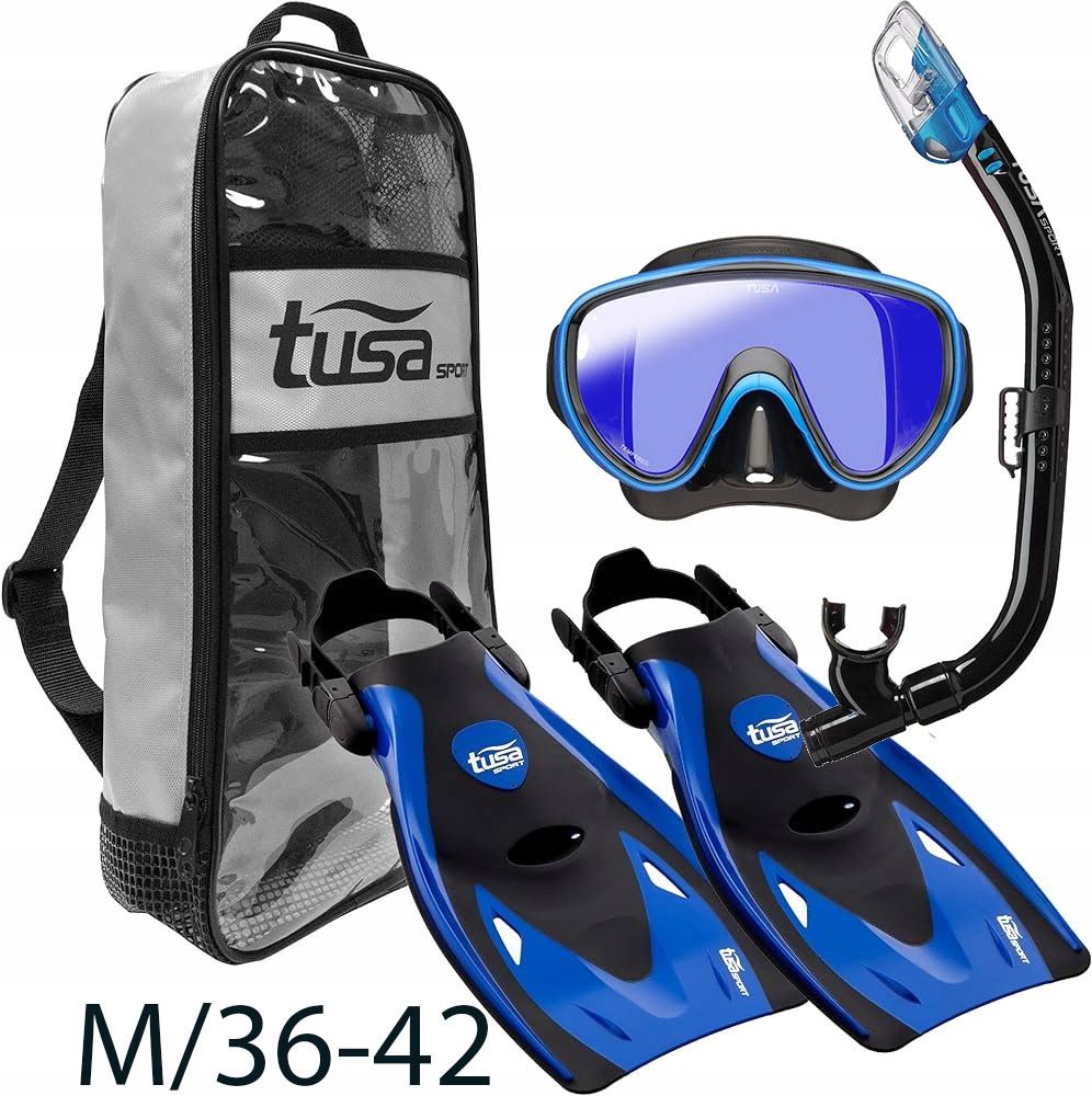 Zestaw TUSA Maska Serene UM16 Mirror+Fajka+Płetwy UF21 36-42 niebieski