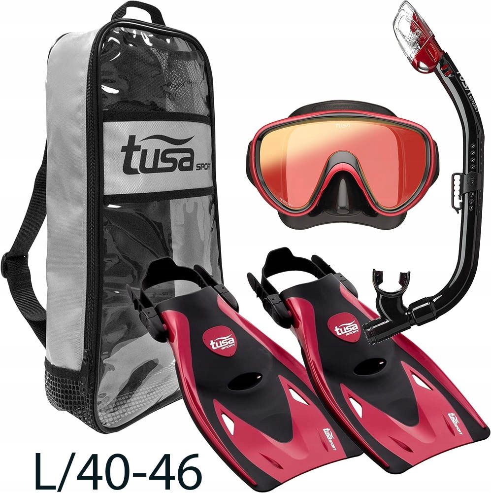 Zestaw TUSA Maska Serene UM16 Mirror+Fajka+Płetwy UF21 40-46 czerwony