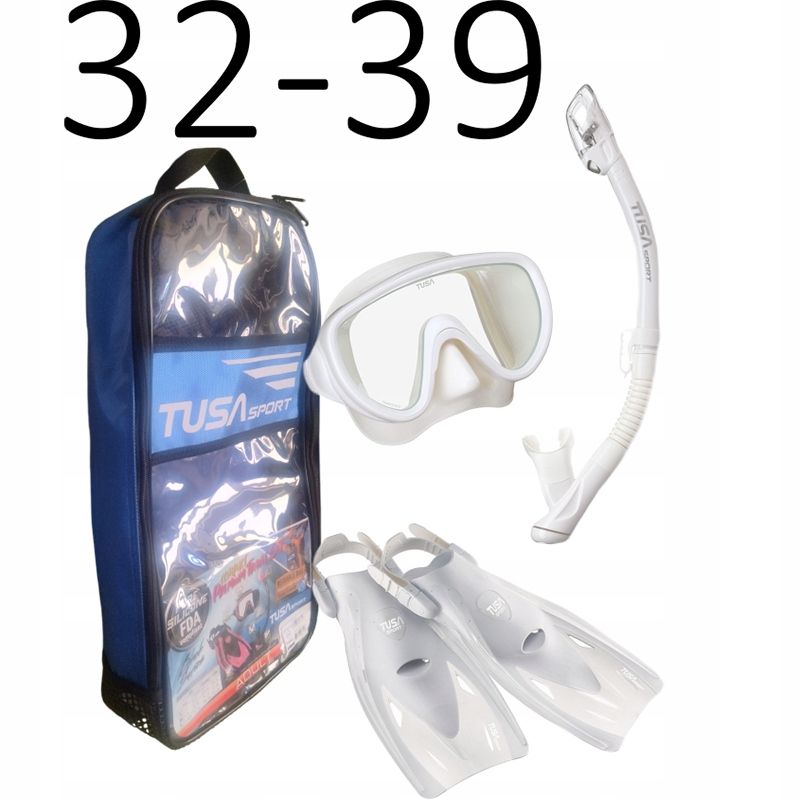 Zestaw TUSA Maska Serene+Fajka HyperDry+Płetwy UF21 rozmiar S/32-39 biały