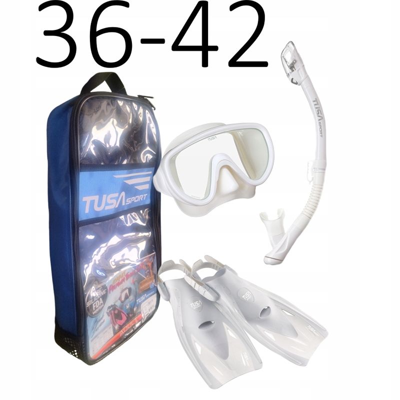 Zestaw TUSA Maska Serene+Fajka HyperDry+Płetwy UF21 rozmiar M/36-42 biały