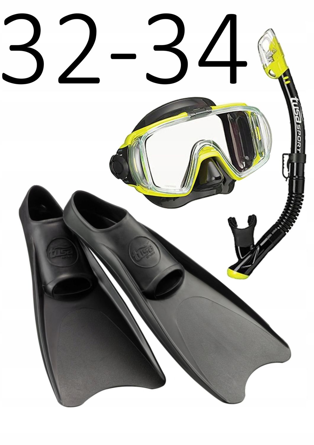 Zestaw TUSA maska+fajka+płetwy Visio/UF1202 czarny rozmiar XXXS/32-34