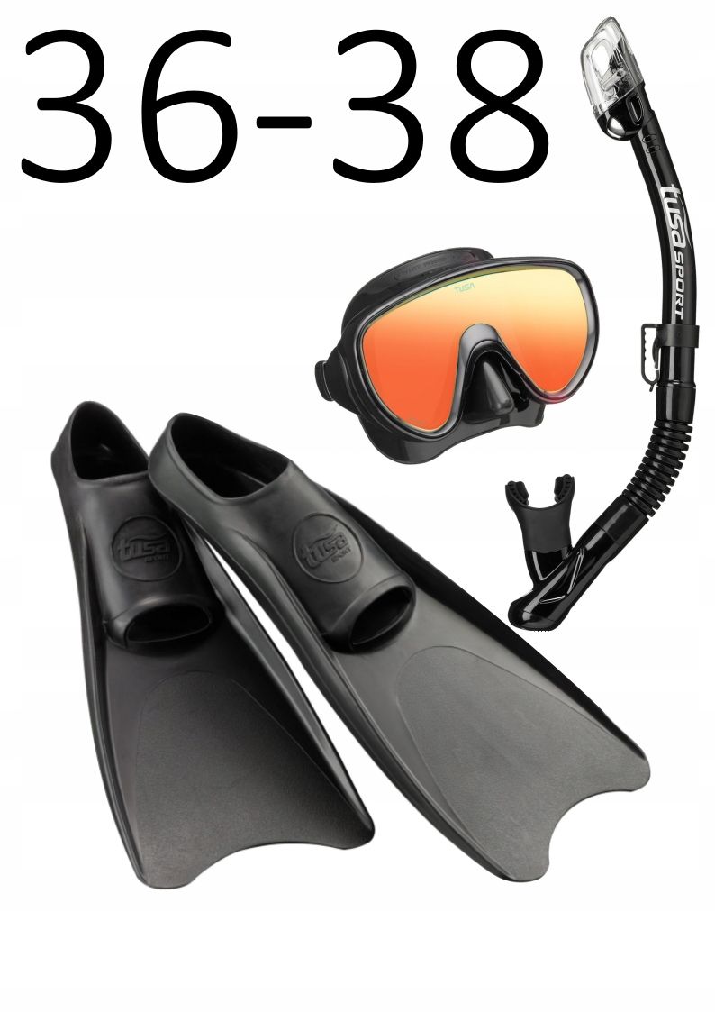 TUSA maska+fajka+płetwy Serene mirror/UF1202 czarny rozmiar XS/36-38