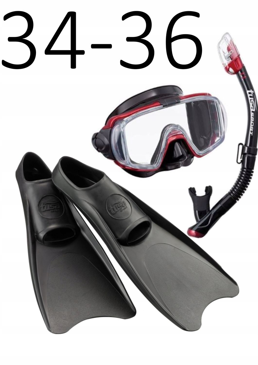 Zestaw TUSA maska+fajka+płetwy Visio/UF1202 czarno/bordo. rozmiar XXS/34-36