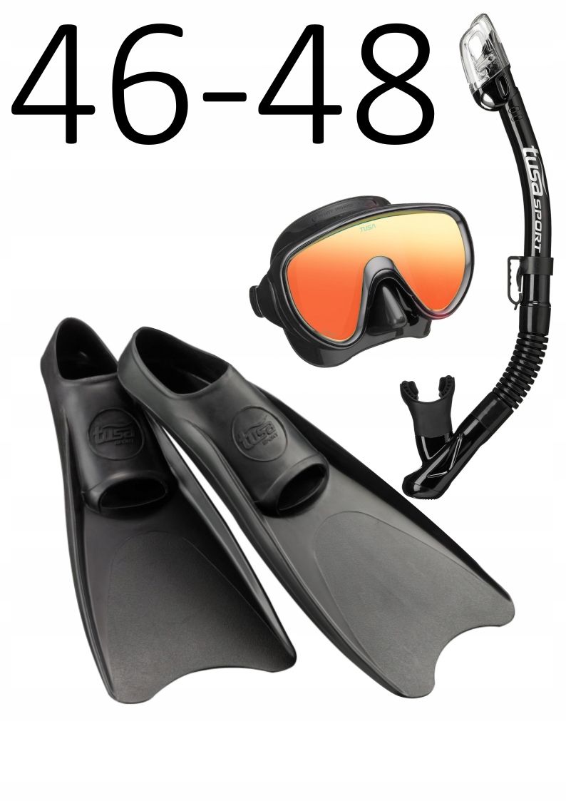 TUSA maska+fajka+płetwy Serene mirror/UF1202 czarny rozmiar XXL/46-48