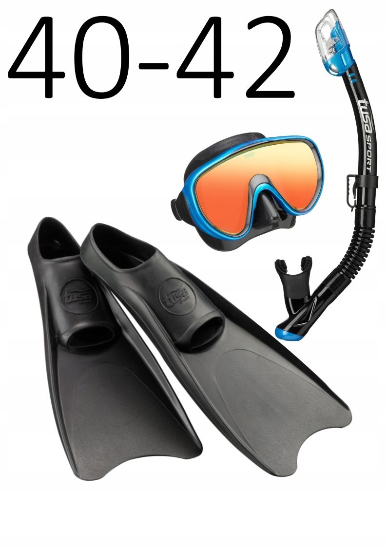 TUSA maska+fajka+płetwy Serene mirror/UF1202 czarno/nieb. rozm. M/40-42