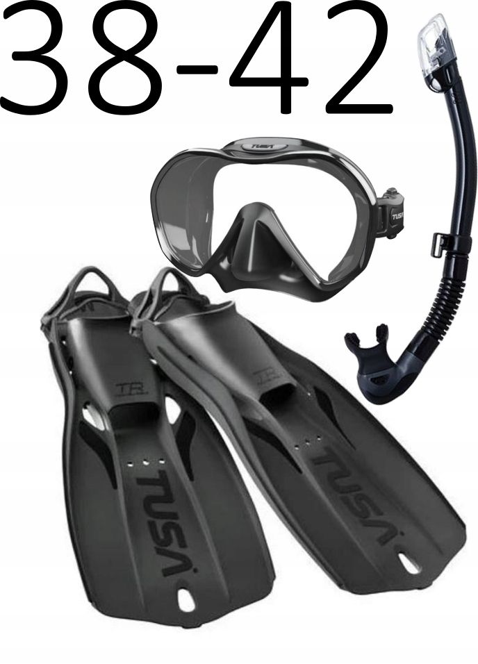 Tusa maska,fajka,płetwy Zensee/Elite II/Travel Right rozmiar 38-42 czarny