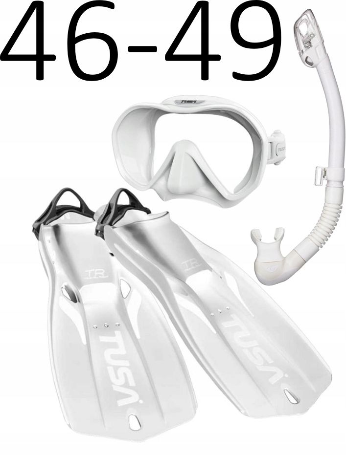 Tusa maska TUSA Zenss+fajka HyperDry+płetwy Travel Right rozm. 46-49 biały