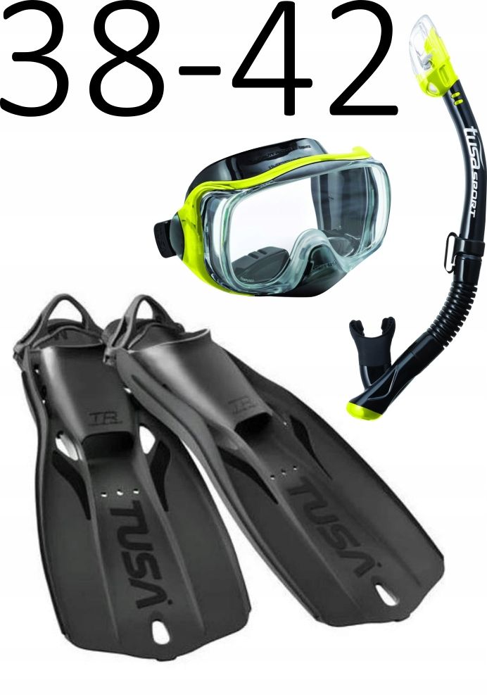 Tusa maska,fajka,płetwy IMPREX 3D HyperDry/Travel Right 38-42 czarno-żółty
