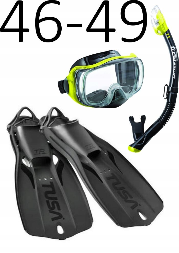 Tusa maska,fajka,płetwy IMPREX 3D HyperDry/Travel Right 46-49 czarno-żółty