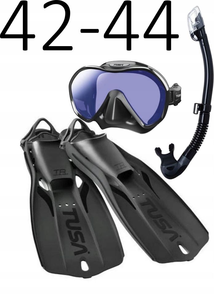 Tusa maska,fajka,płetwy Zensee Pro/Elite II/Travel Right rozm. 42-44 czarny