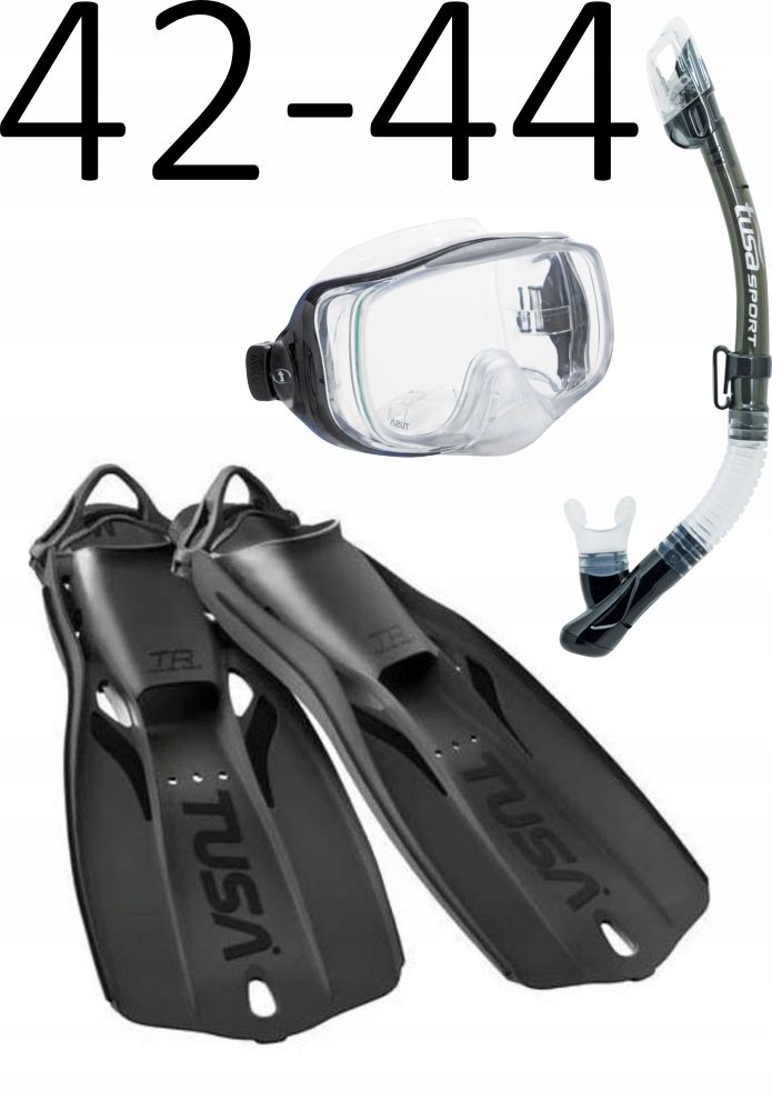 Tusa maska,fajka,płetwy IMPREX 3D/Travel Right 42-44 przezroczysto-czarny