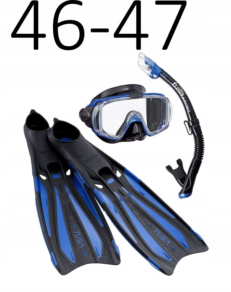 Zestaw TUSA maska+fajka+płetwy Visio/Solla czarno/niebieski rozmiar 46-47