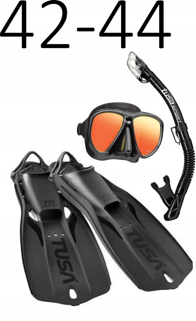 Zestaw TUSA Maska Powerview Mirror+Fajka+Płetwy Travel Right 42-44 czarny