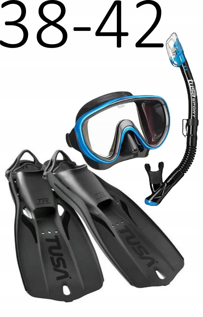 Zestaw Tusa Maska Serene+Fajka+Płetwy Travel Right 38-42 czarno-niebieski