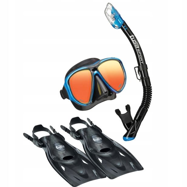 TUSA Maska,Fajka Powerview Mirror+Płetwy UF0103 rozm.35-42 czarno-niebieski