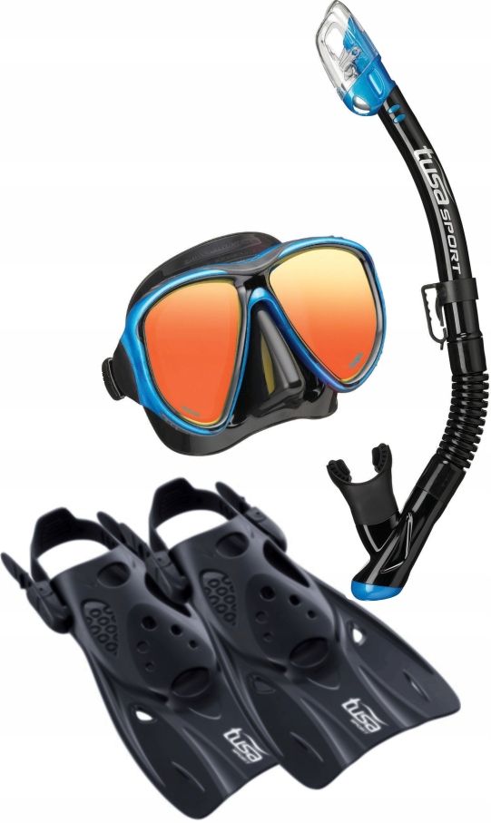 TUSA Maska,Fajka Powerview Mirror+Płetwy UF0103 rozm.42-49 czarno-niebieski