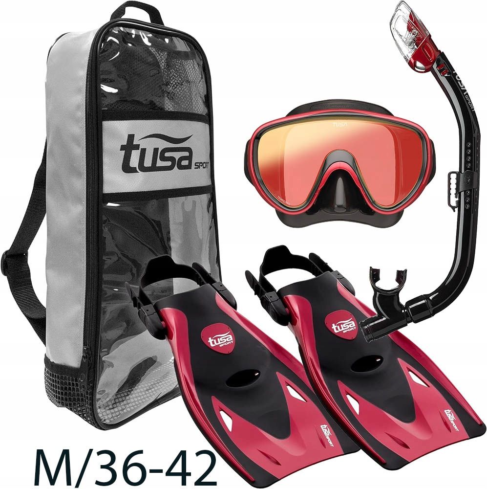 Zestaw TUSA Maska Serene UM16 Mirror+Fajka+Płetwy UF21 M/36-42 czerwony