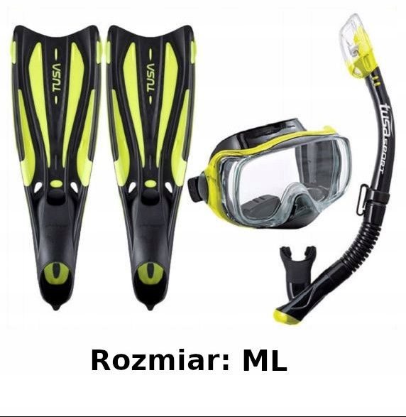 Zestaw TUSA maska Imprex 3D+fajka HyperDry+płetwy Solla rozmiar 42/43 żółty