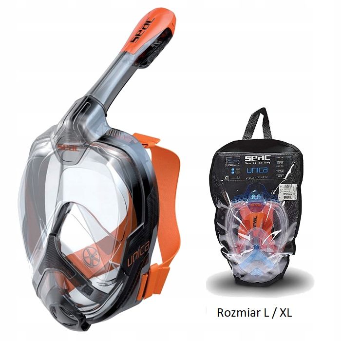 SEAC UNICA Maska Pełnotwarzowa z fajką L/XL ORANGE