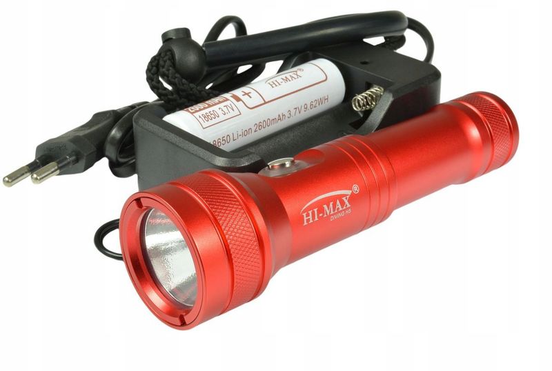 Latarka nurkowa Hi-Max H5 zestaw czerwona