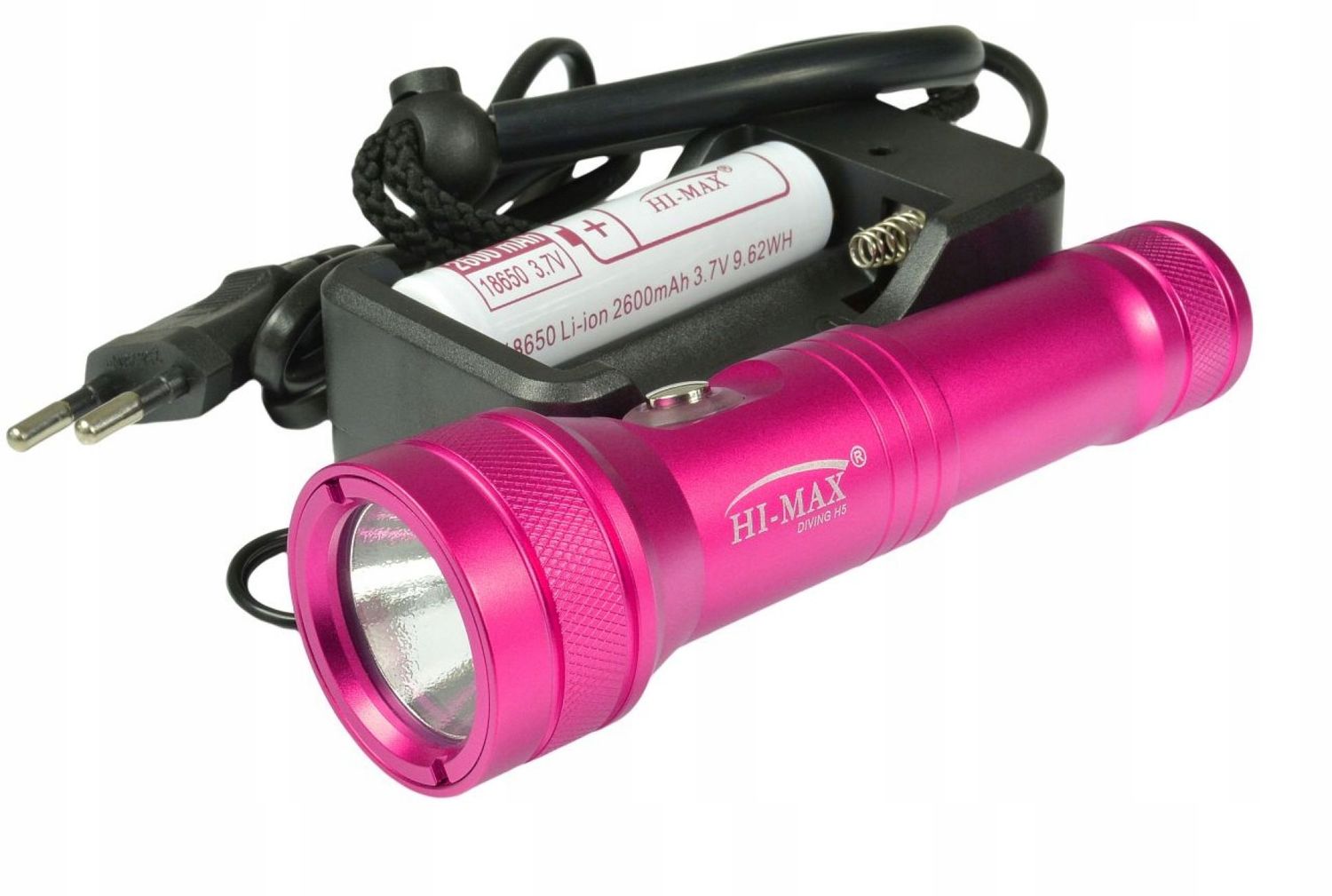 Latarka nurkowa Hi-Max H5 zestaw różowa