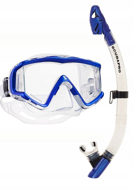 Zestaw Scubapro Crystal VU z fajką Spectra Dry przezroczysto-niebieski